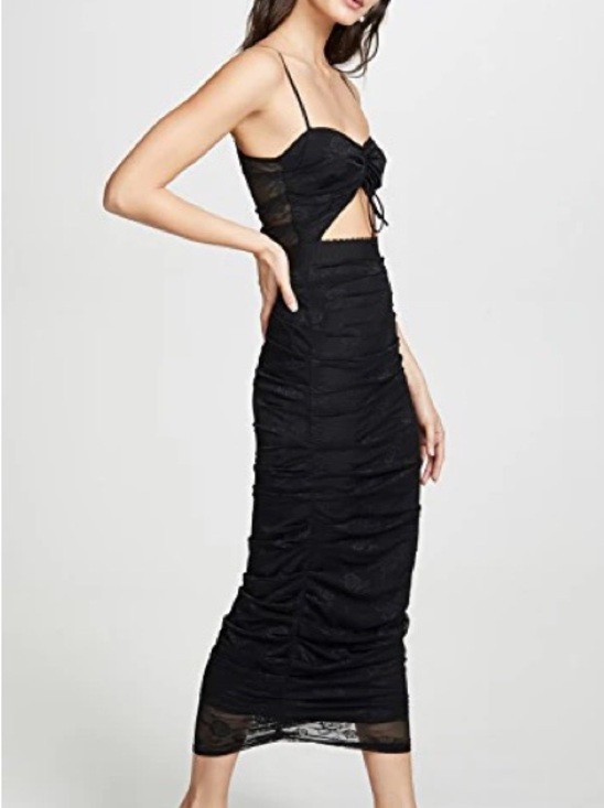 For Love And Lemons Dresses & Skirts - For Love & Lemons Black Ruched Cutout Midi Dress